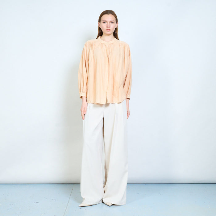 Lightweight blouse with relaxed v-neck and gathered yoke wholesale