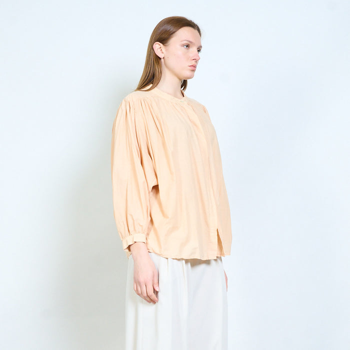 Lightweight blouse with relaxed v-neck and gathered yoke wholesale