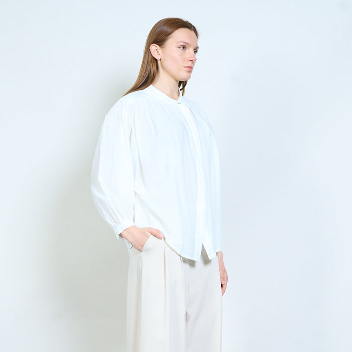 Lightweight blouse with relaxed v-neck and gathered yoke wholesale