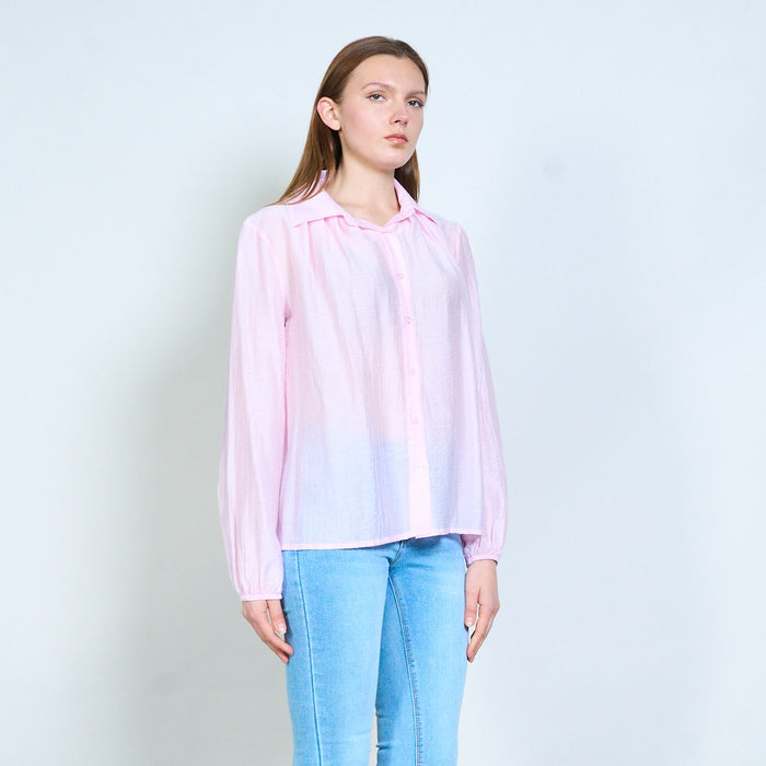 Lightweight textured button front blouse wholesale