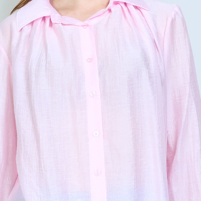 Lightweight textured button front blouse wholesale