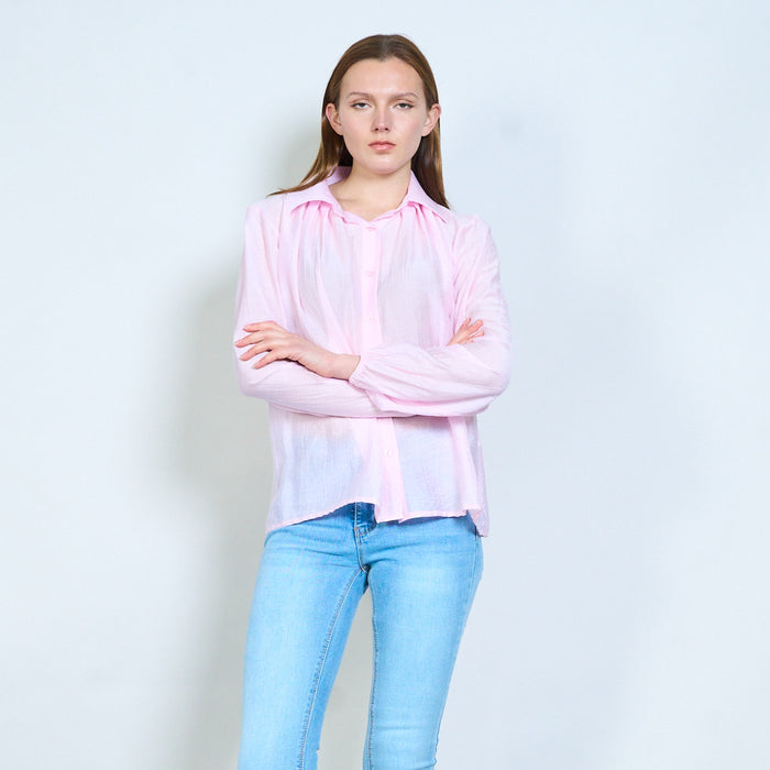 Lightweight textured button front blouse wholesale