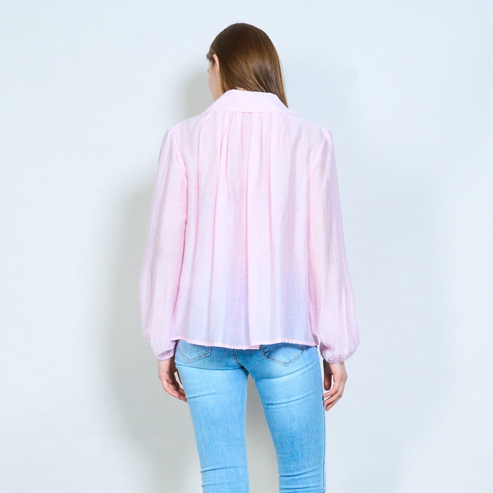 Lightweight textured button front blouse wholesale