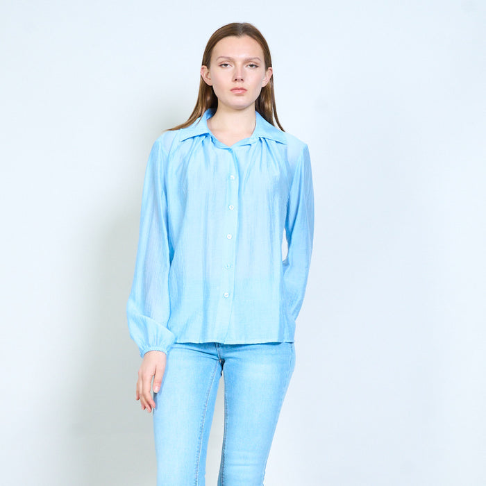 Lightweight textured button front blouse wholesale