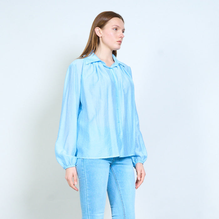 Lightweight textured button front blouse wholesale