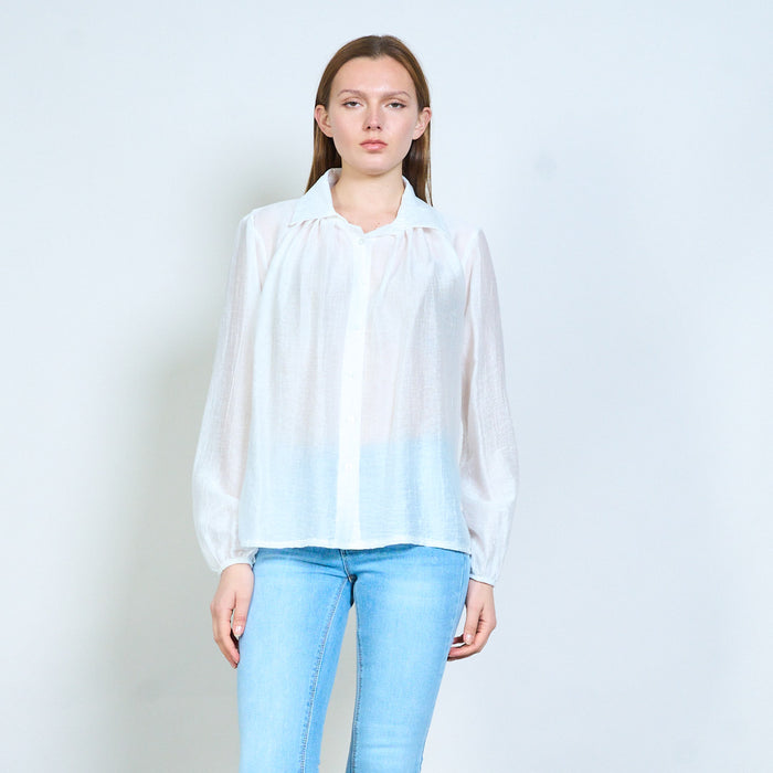 Lightweight textured button front blouse wholesale