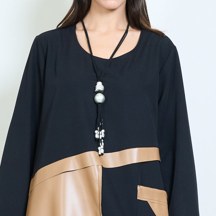 Long layered cord necklace with clustered bead tassel pendant wholesale