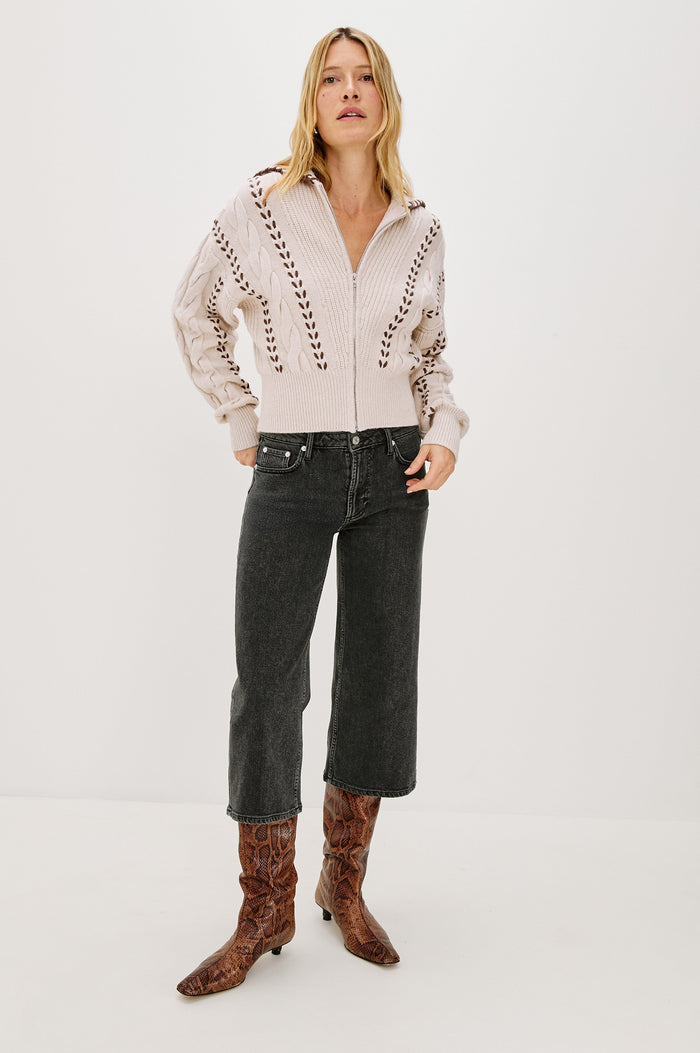 LUNE SWEATER - OATMEAL BROWN WHIP STITCH