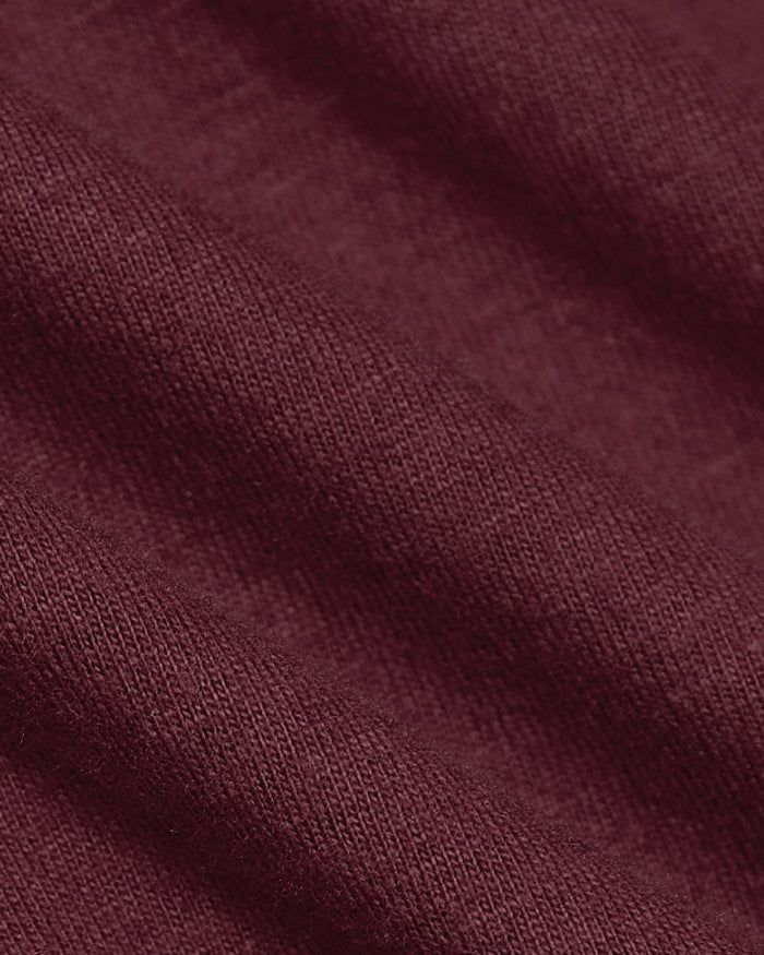 Mahogany V Neck T Shirt fabric close-up showing fine knit details.