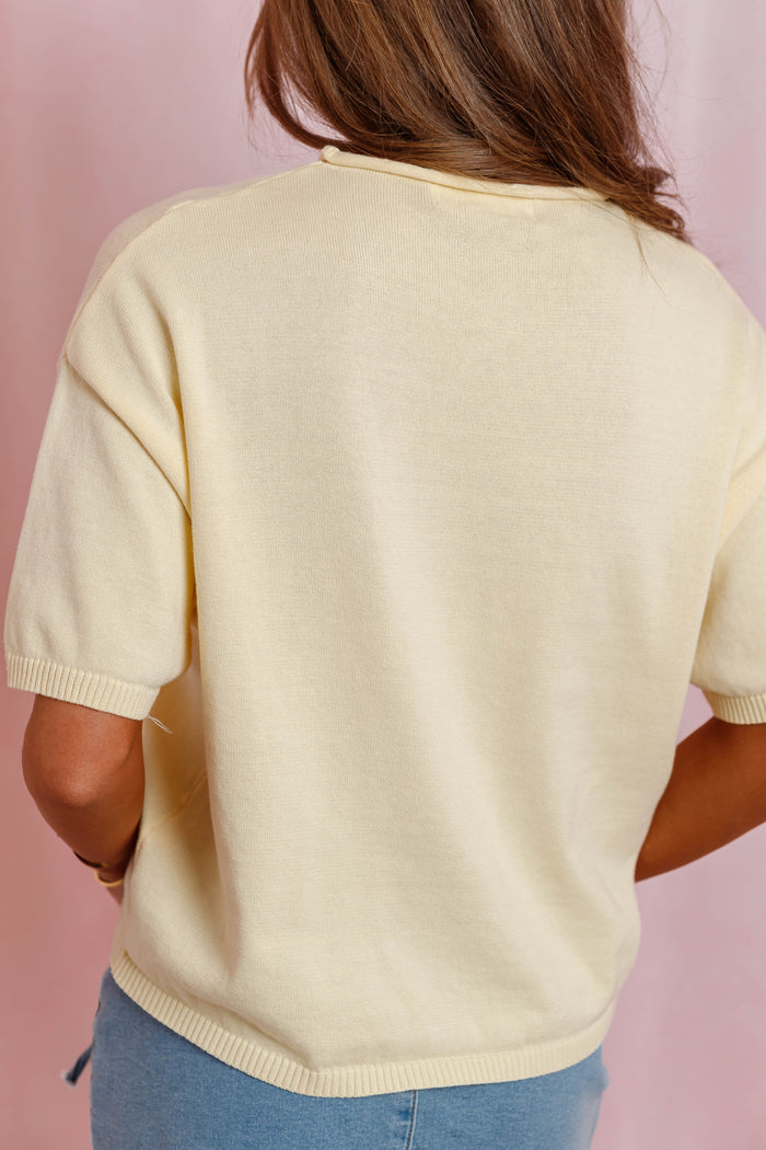 Butter Yellow Short Sleeve Cardigan- Things Between Cardigans