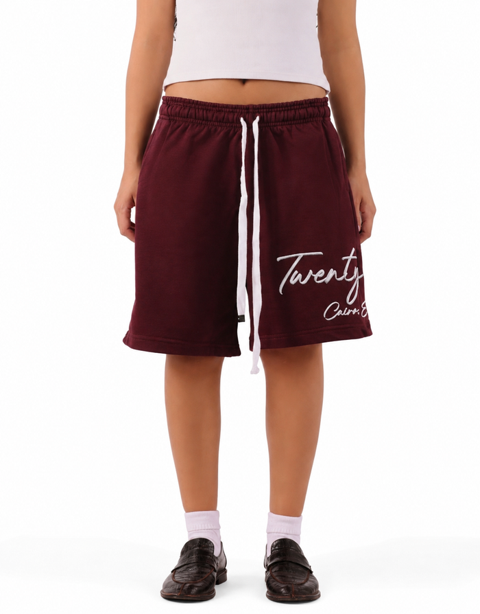 MAROON PIN SHORTS