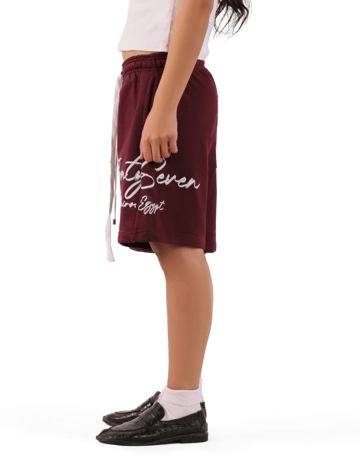 MAROON PIN SHORTS