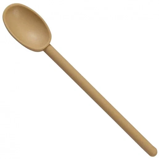 Wooden Matfer Kitchen Spoon shown on white silo background.