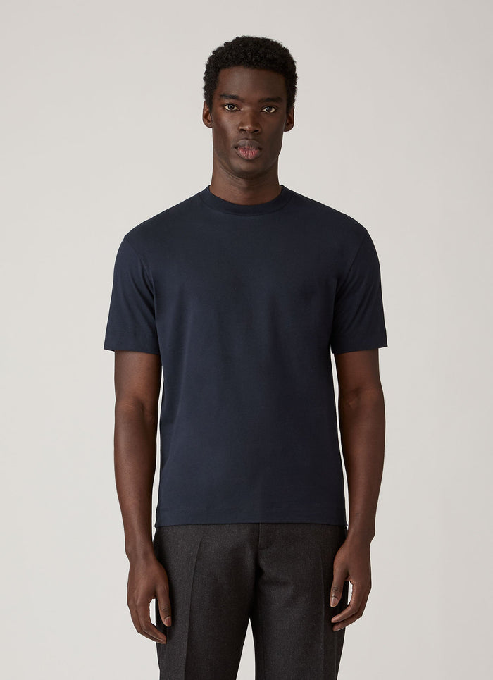 Men's Brushed Cotton T-shirt in Midnight Navy