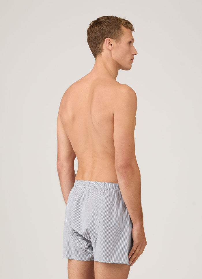 Men's Classic Boxer Short in White/Navy Pinstripe