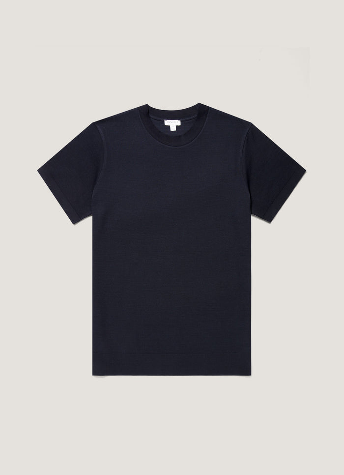 Men's Cotton Piqué T-shirt in Midnight Navy