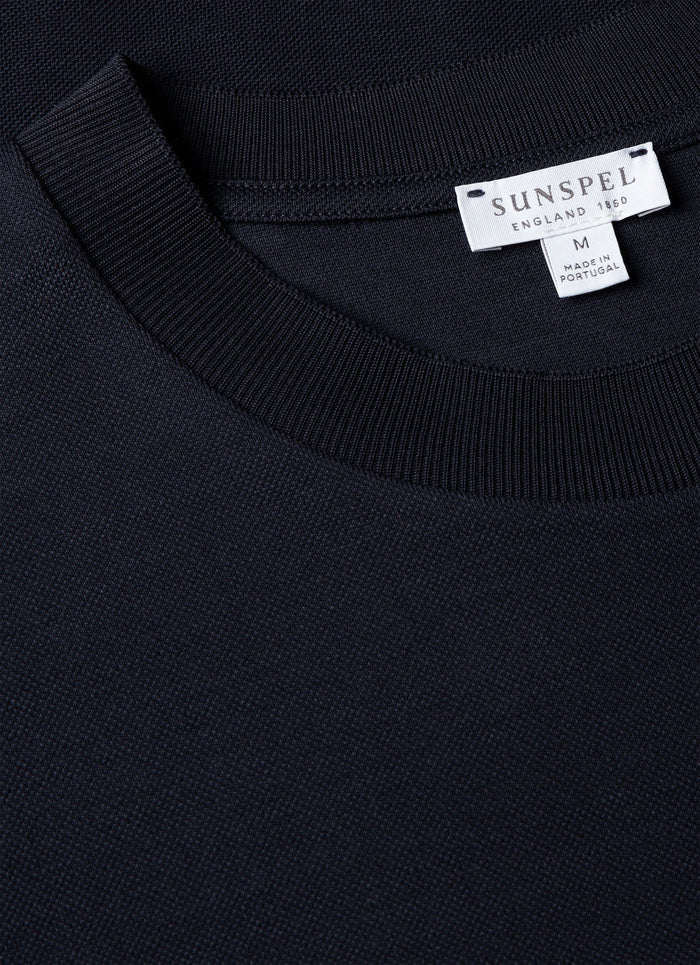 Men's Cotton Piqué T-shirt in Midnight Navy
