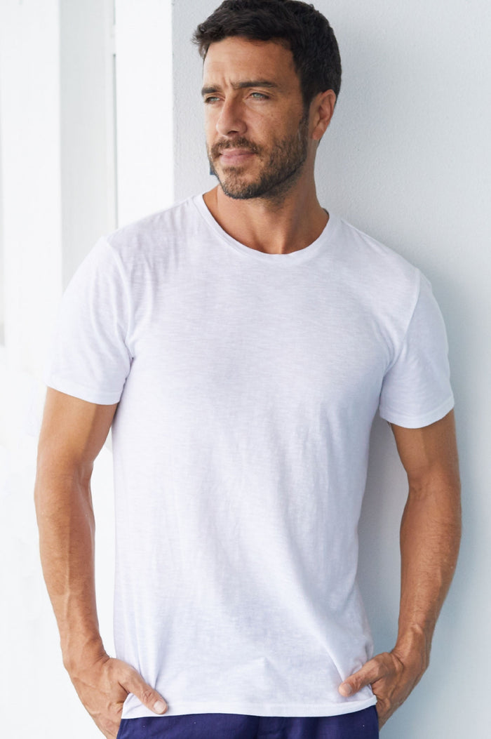 Men's Crew Neck T-Shirt | White - Aspiga