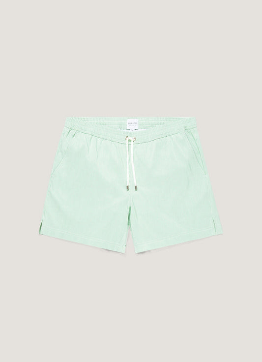 Men's Drawstring Swim Shorts in Bright Green/White