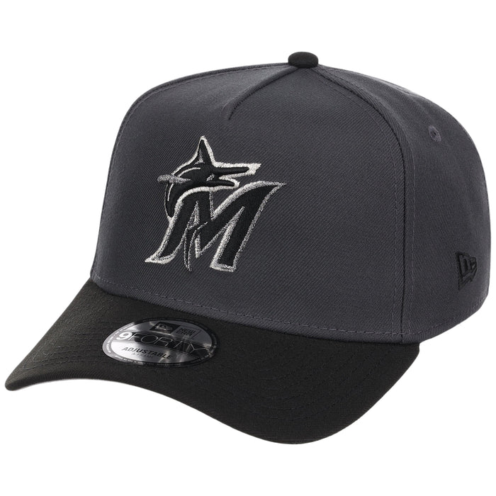 Miami Marlins MLB Graphite x Black FASHION CORE New Era 9FORTY A-Frame
