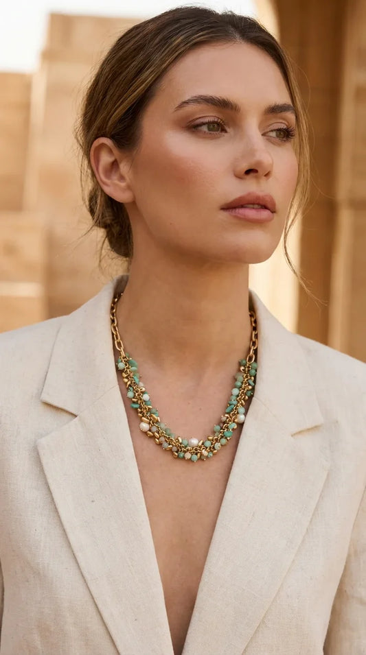 Mila Multi Bead Necklace Gold