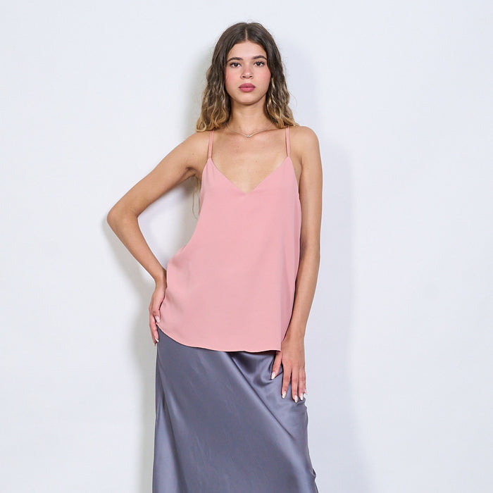 Minimal satin-effect v-neck cami top wholesale