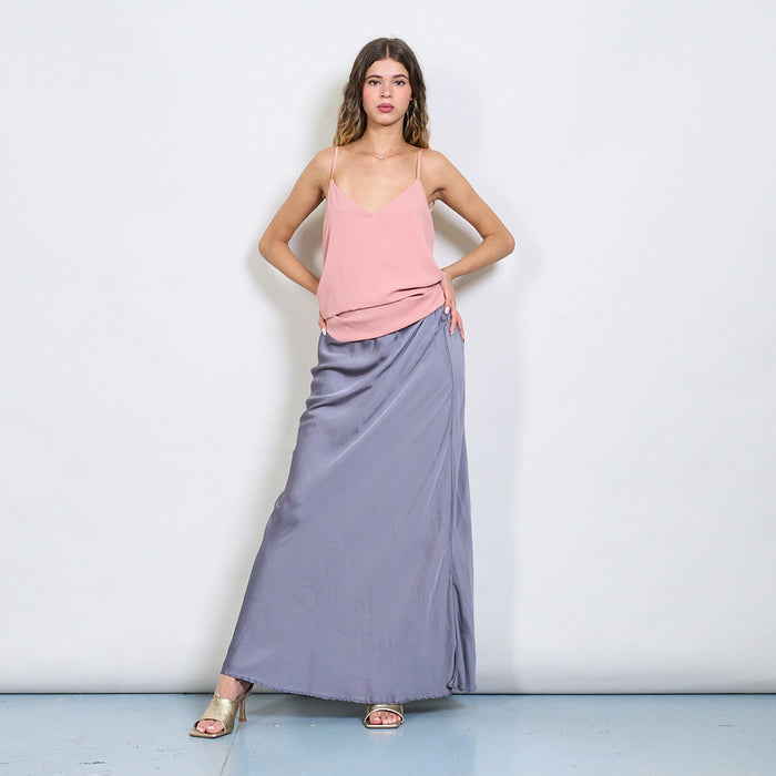 Minimal satin-effect v-neck cami top wholesale