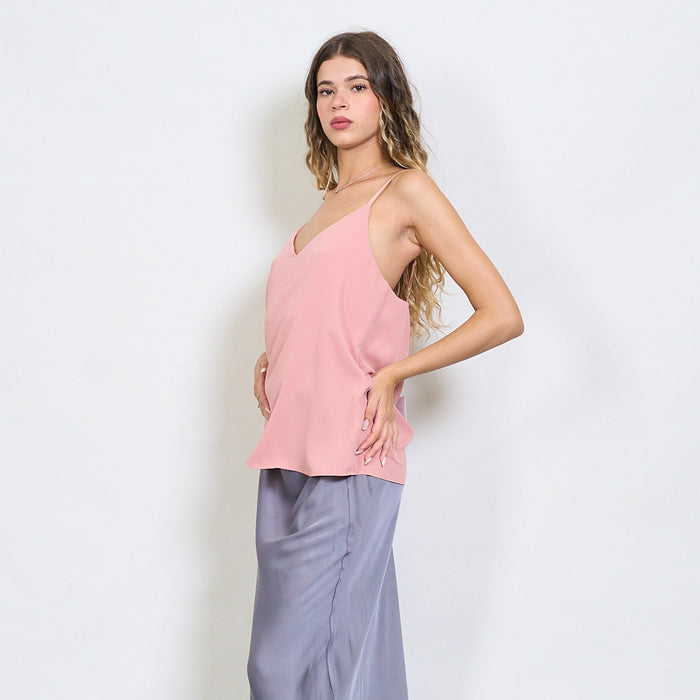 Minimal satin-effect v-neck cami top wholesale