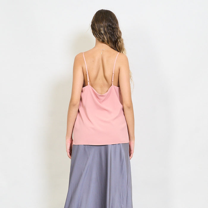 Minimal satin-effect v-neck cami top wholesale