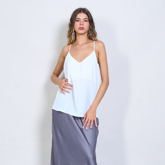 Minimal satin-effect v-neck cami top wholesale