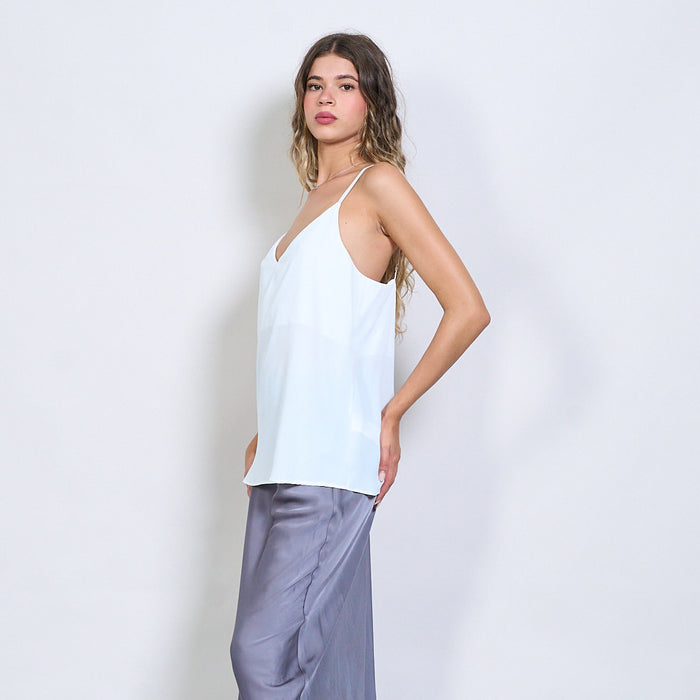 Minimal satin-effect v-neck cami top wholesale