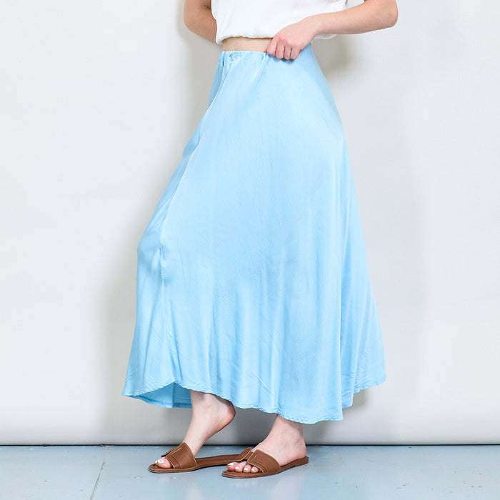 Minimal satin midi skirt with elastic waist wholesale