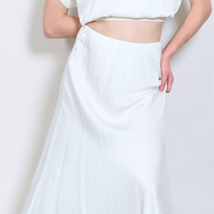 Minimal satin midi skirt with elastic waist wholesale