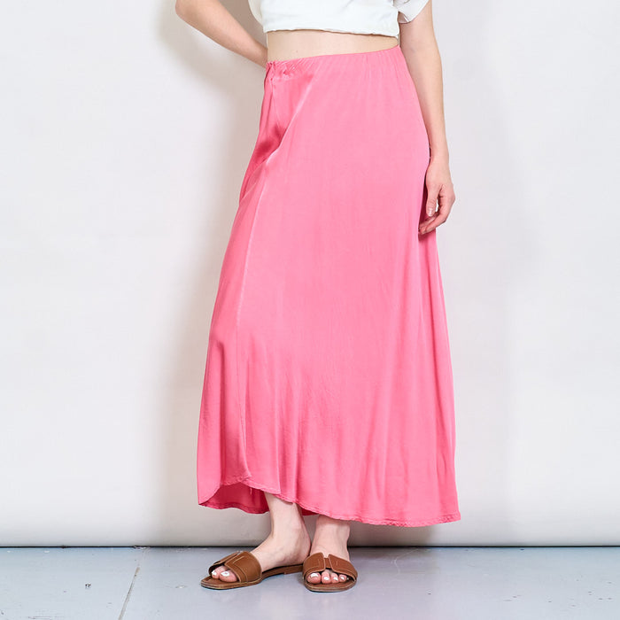 Minimal satin midi skirt with elastic waist wholesale