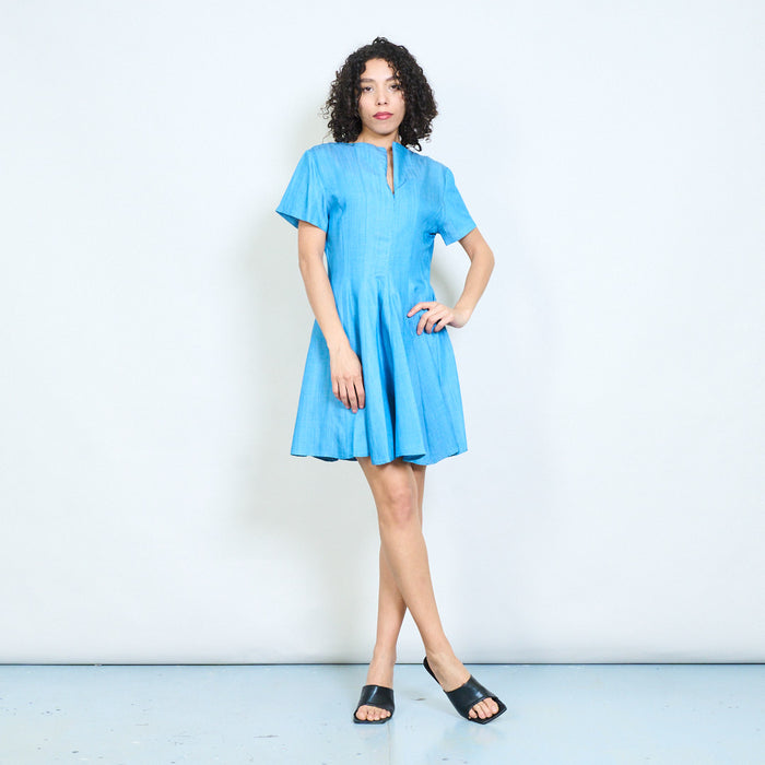 Minimal short sleeve structured mini dress wholesale
