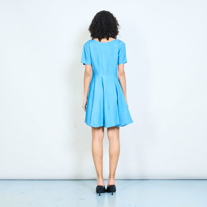 Minimal short sleeve structured mini dress wholesale