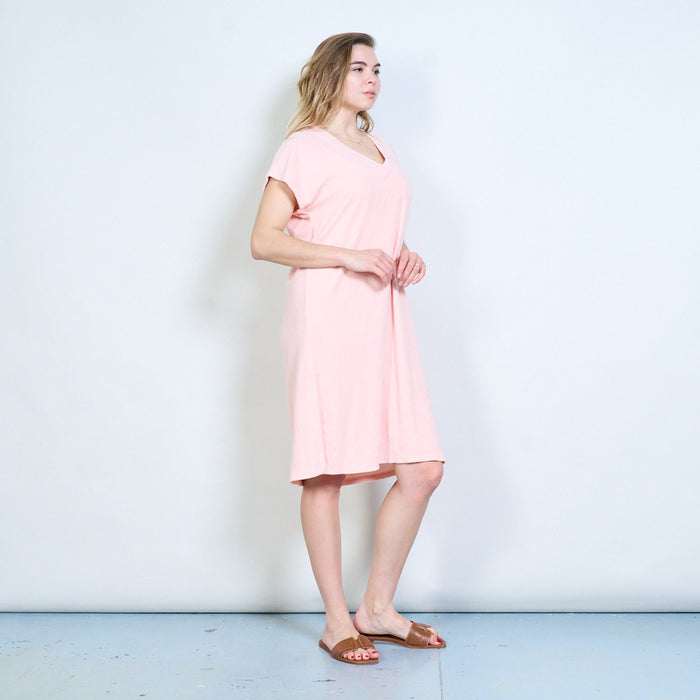 Minimal v neck cap sleeve relaxed dress wholesale