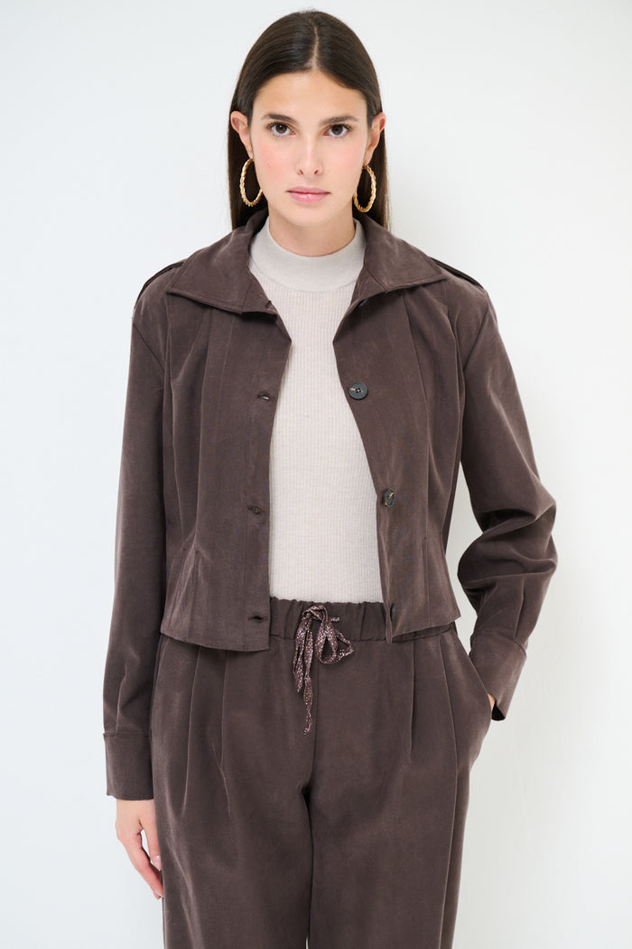 Minimalist button front cropped jacket wholesale