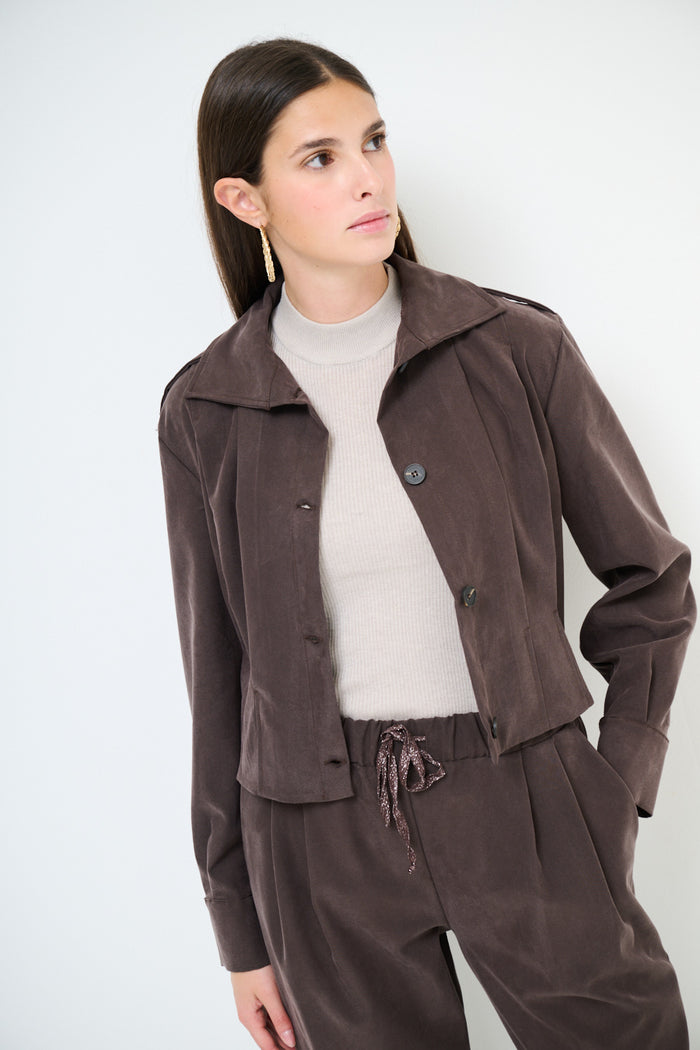 Minimalist button front cropped jacket wholesale