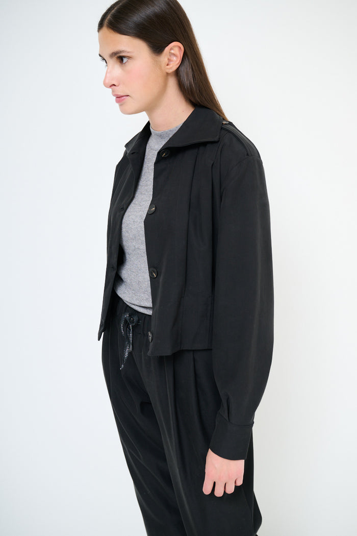 Minimalist button front cropped jacket wholesale