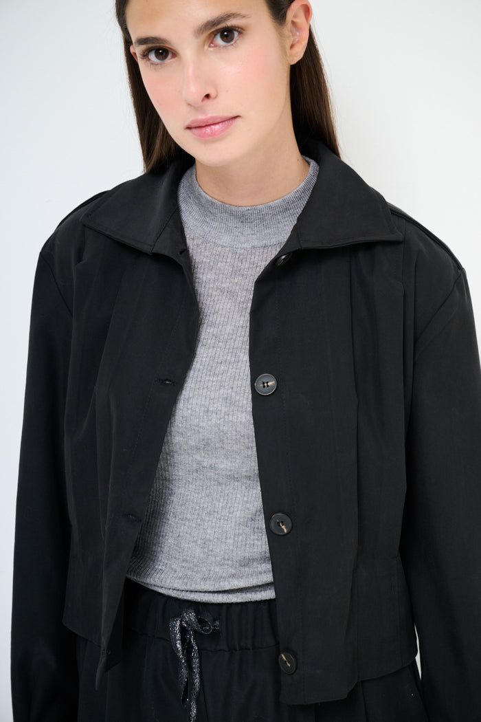 Minimalist button front cropped jacket wholesale