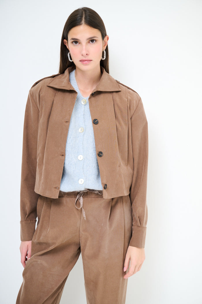 Minimalist button front cropped jacket wholesale