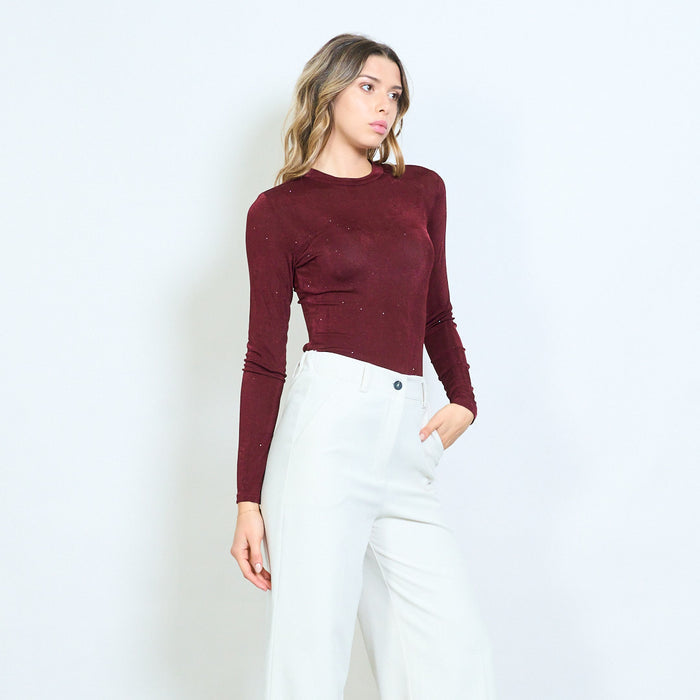 Minimalist long sleeve fitted bodysuit wholesale