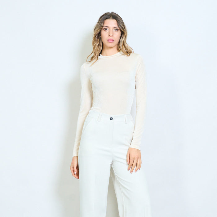 Minimalist long sleeve fitted bodysuit wholesale