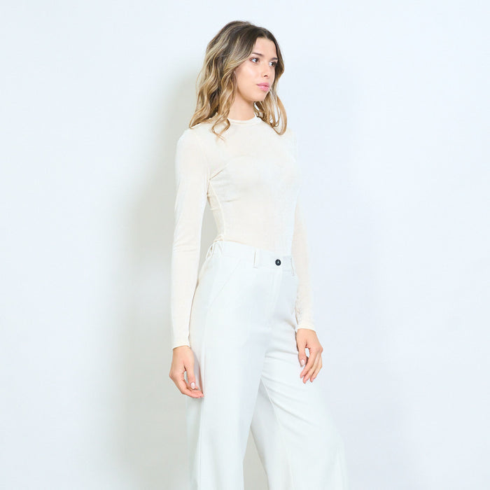Minimalist long sleeve fitted bodysuit wholesale
