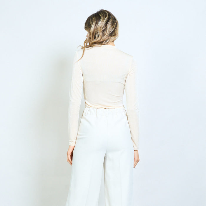 Minimalist long sleeve fitted bodysuit wholesale