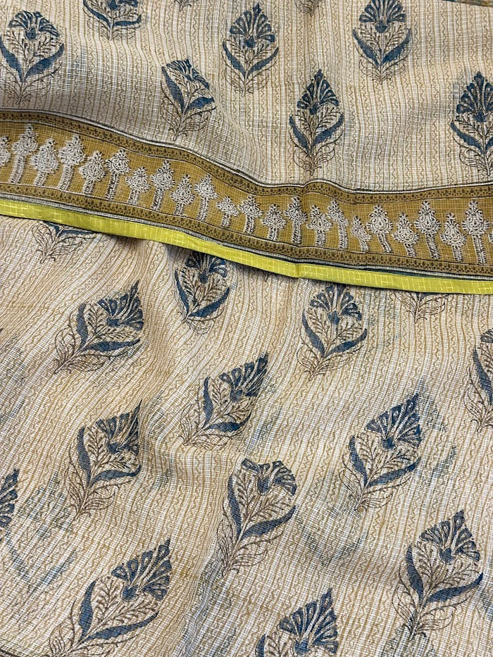 Mishrita Beige Printed Kota Saree