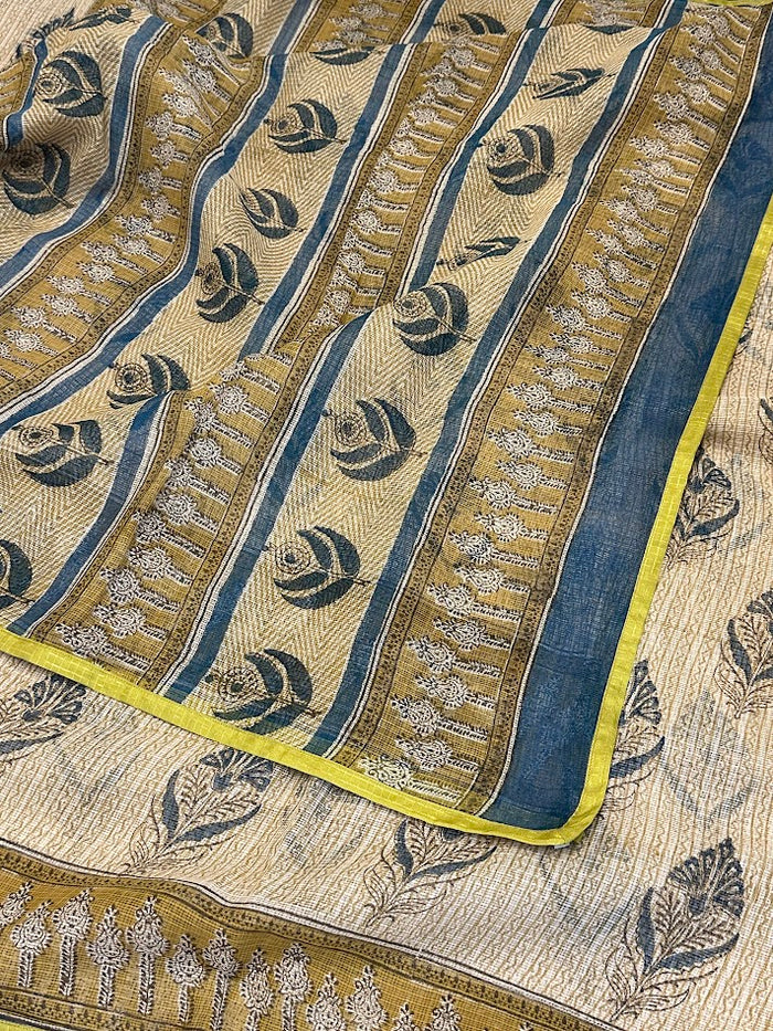 Mishrita Beige Printed Kota Saree