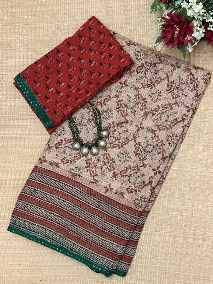 Mishrita Terracotta Mosaic Kota Saree