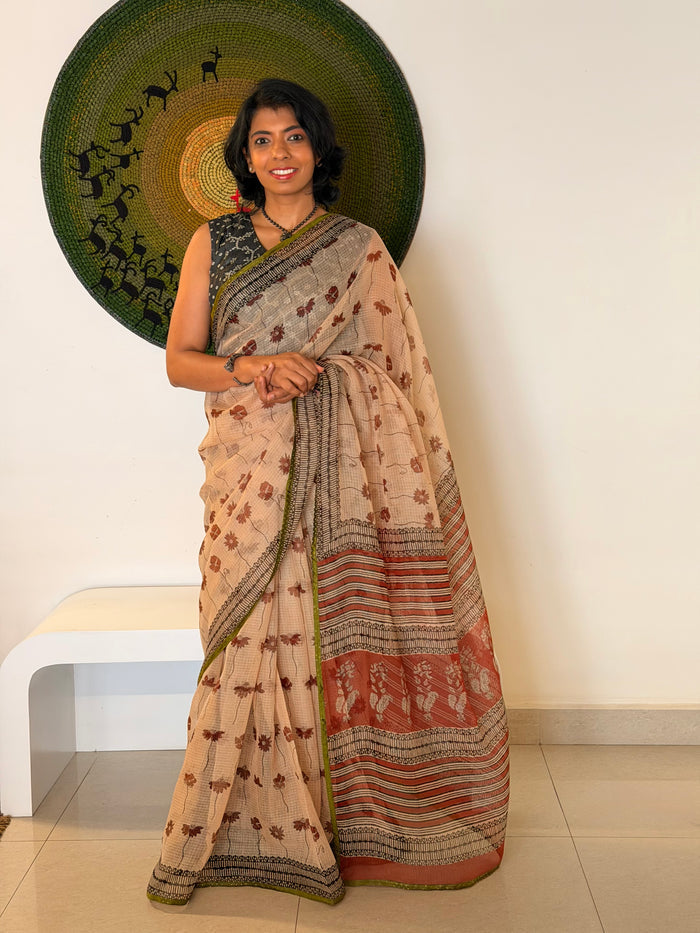 Mishrita Terracotta Petal Kota Saree